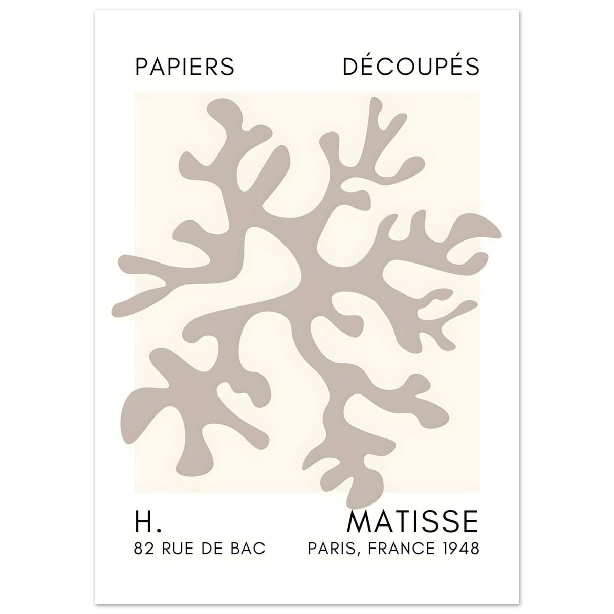 Artfulprints Poster Matisse – Dreamy coral flower grey  - 50x70 cm - Grijs