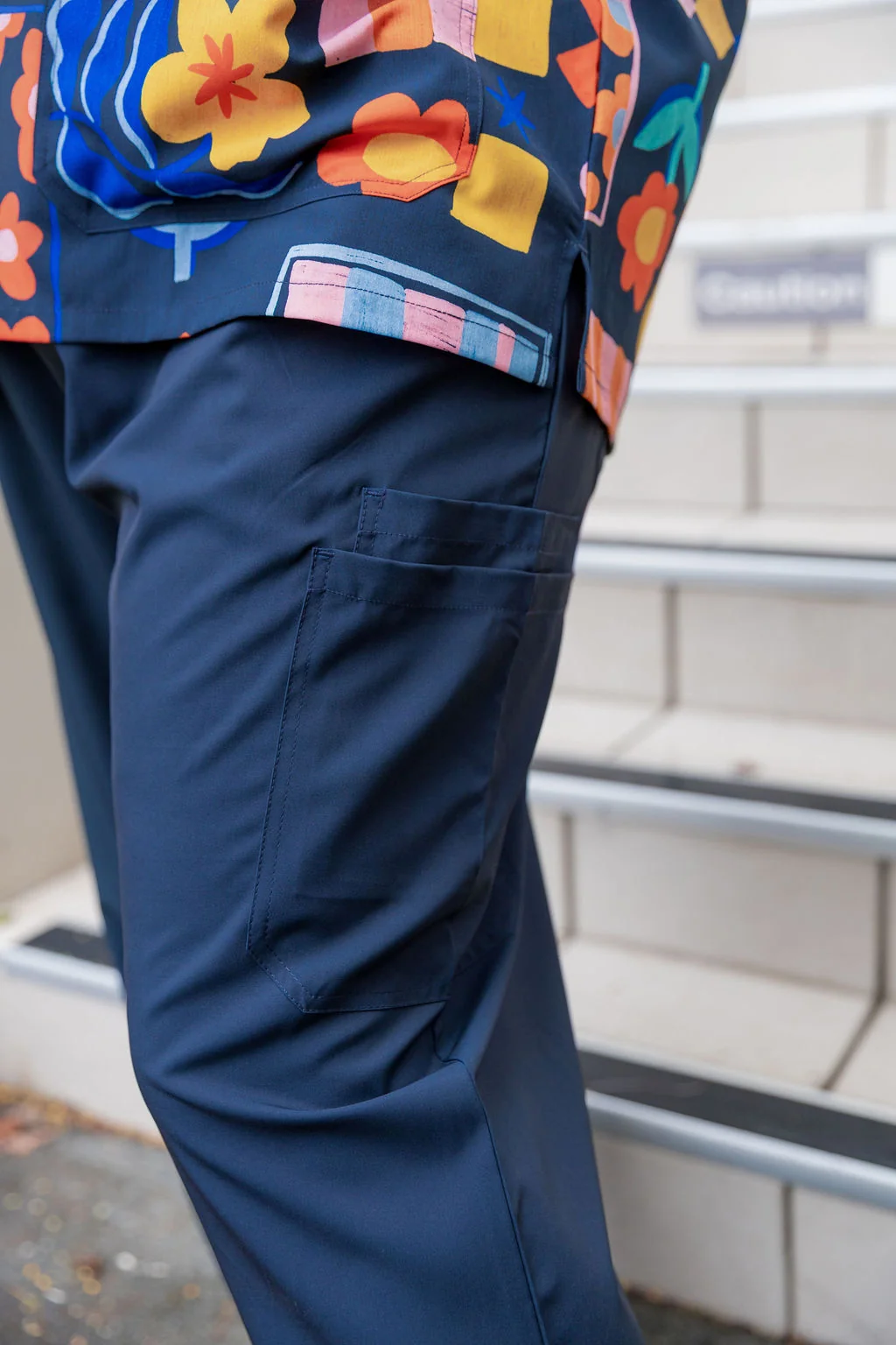 Jazz Scrubs in Checkerboard Petals Navy