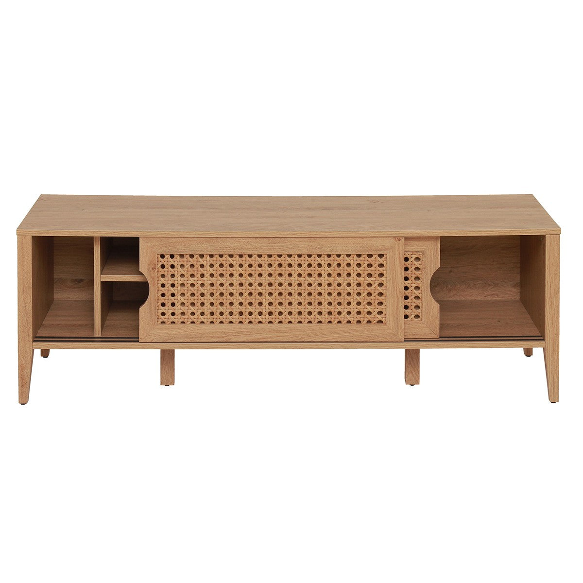 Calicosy - TV-meubel met 2 Schuifdeuren - Rotan decor - B138 cm