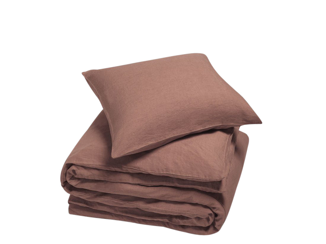Yumeko dekbedovertrek gewassen linnen clay rose 140x220   1/60x70