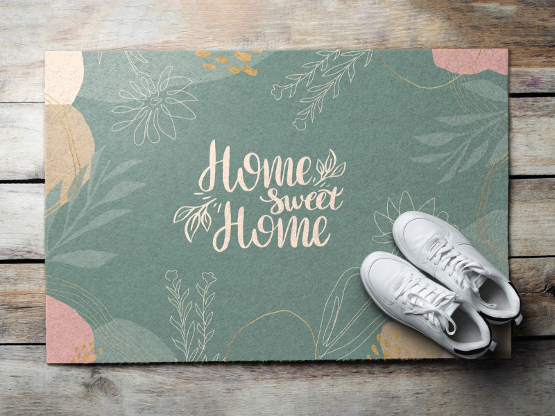 Wycieraczka wewnętrzna 60x40 Sweet Home ozdobna czcionka Tulup