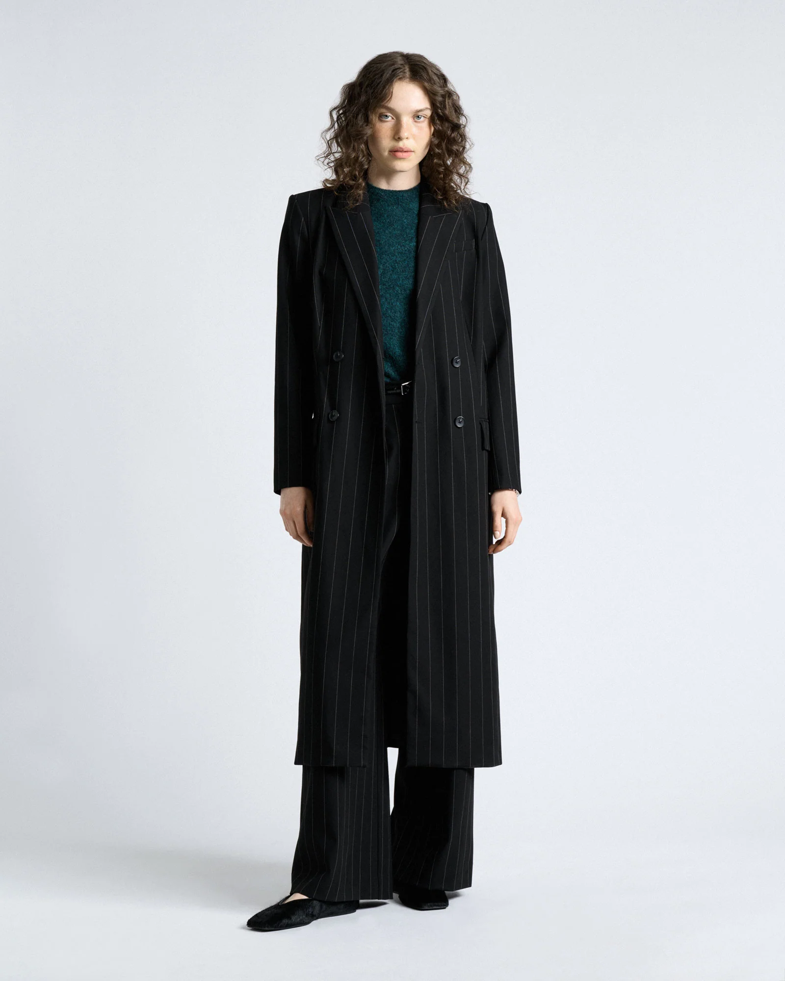 Pinstripe Double Breasted Coat