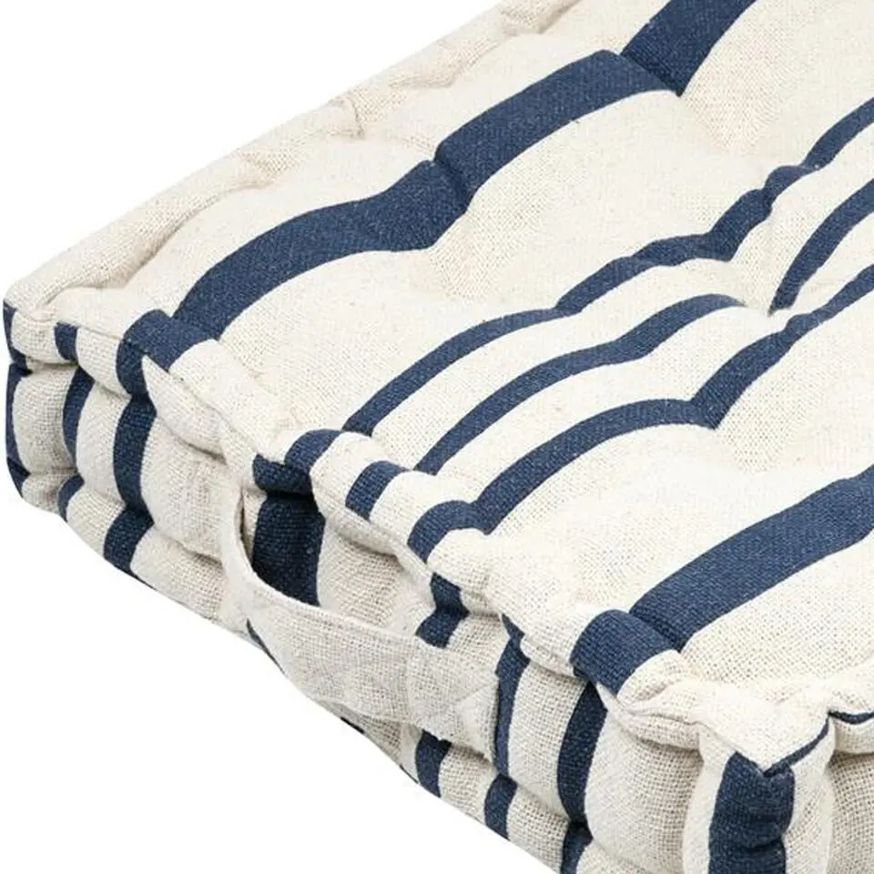 Stof Textile Vloerkussen Beach - creme wit/blauw - 45x45x10 cm
