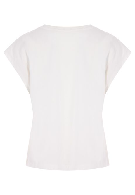 Womens Cream Extended Sleeve Cotton T-Shirt