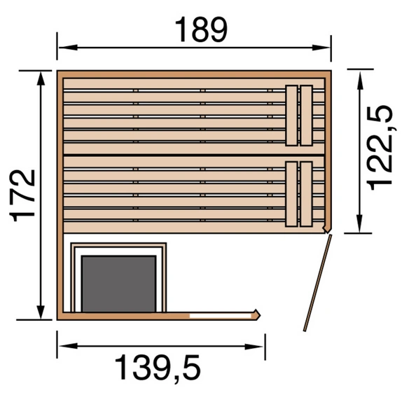 Massivholzsauna »VALIDA«, BxHxT: 189 cm x 203,5 cm x 172 cm