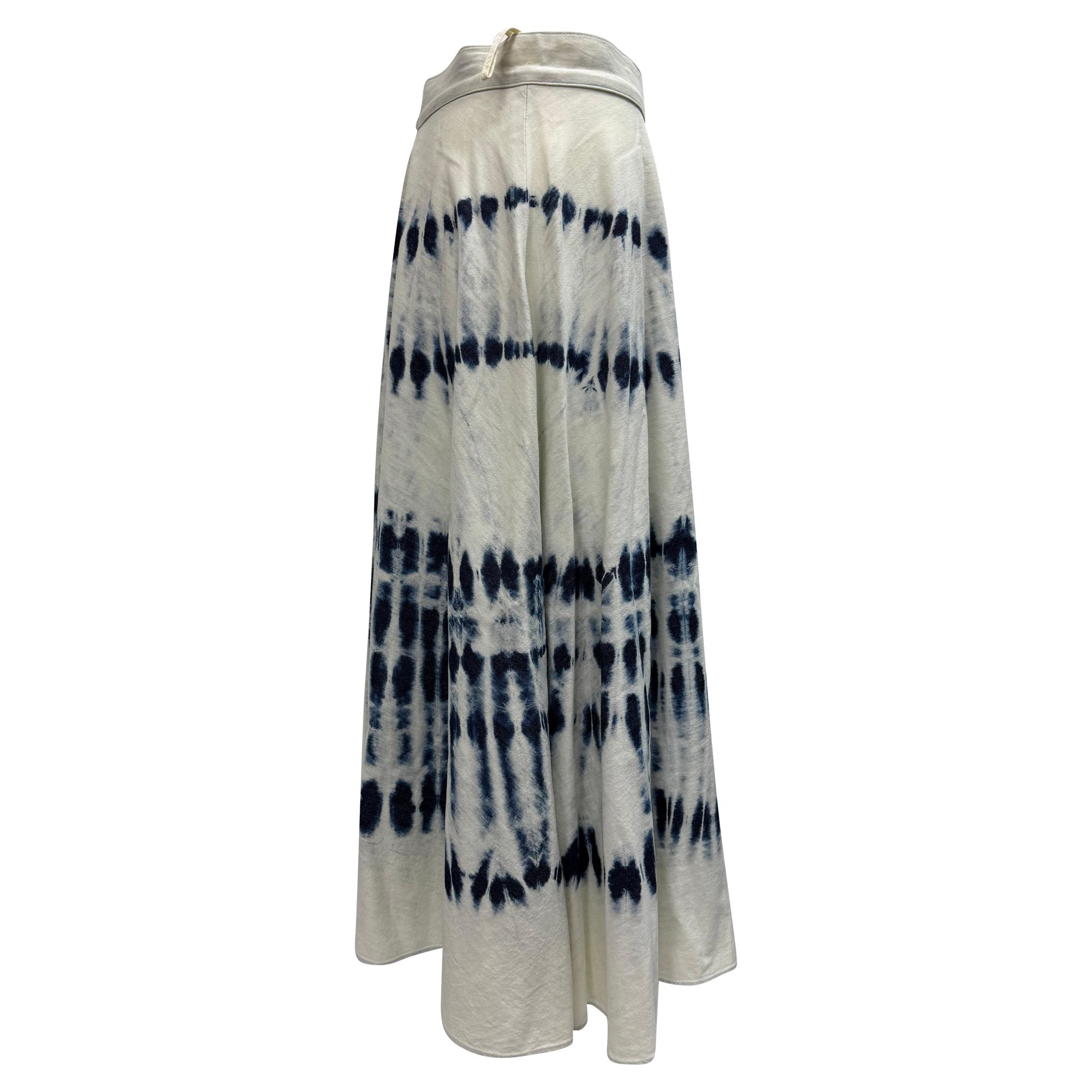 Max Mara Preloved Weekend Tie-Dye Print Midi Skirt in White Cotton