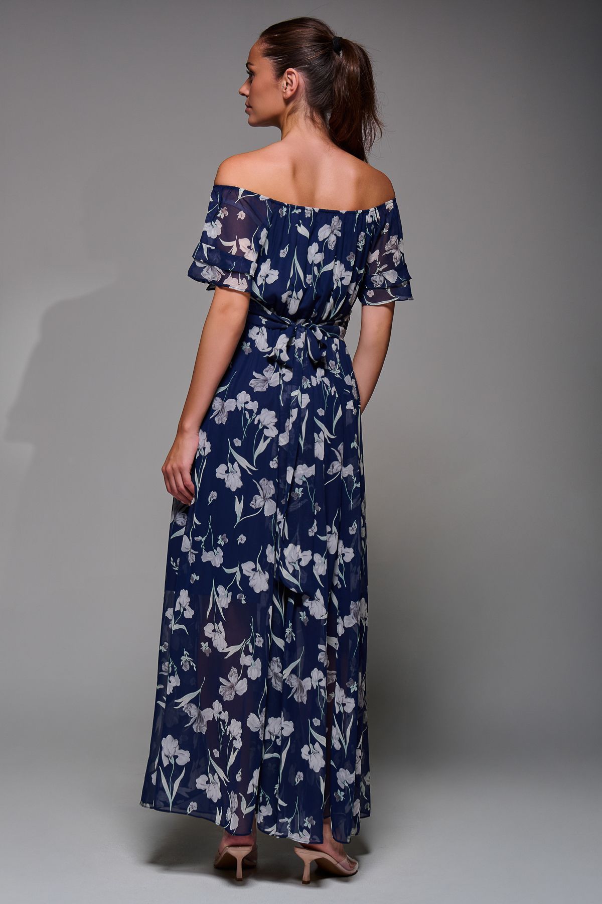 Jolie Moi Off Shoulder Chiffon Maxi Dress