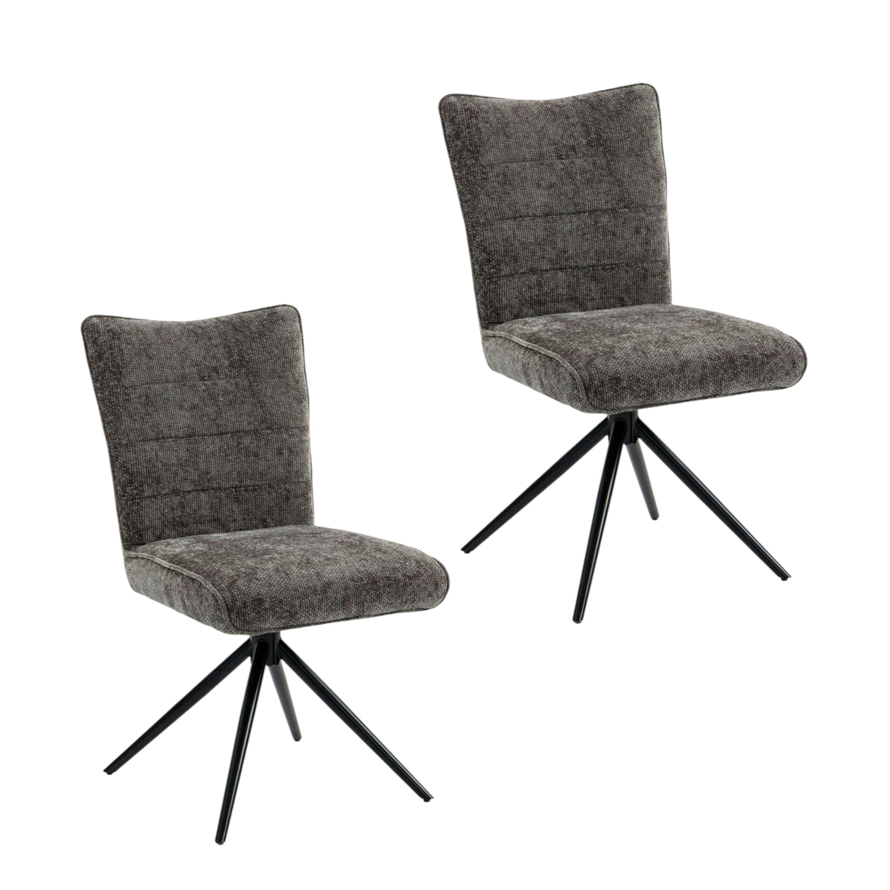 Chaise pivotante anthracite en tissu texturé (x2) RIVANO