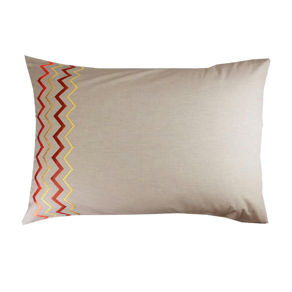 ZIG ZAG CURRY - Taie d'oreiller  percale de coton 80 fils/cm² multicolore 63x63