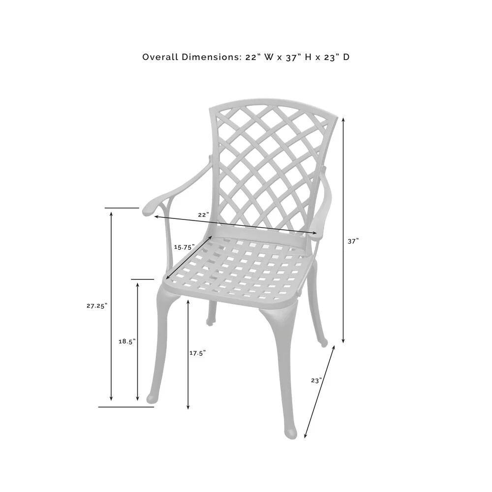 Crosley Sedona 46 Five Piece Cast Aluminum Outdoor Dining Set in Black