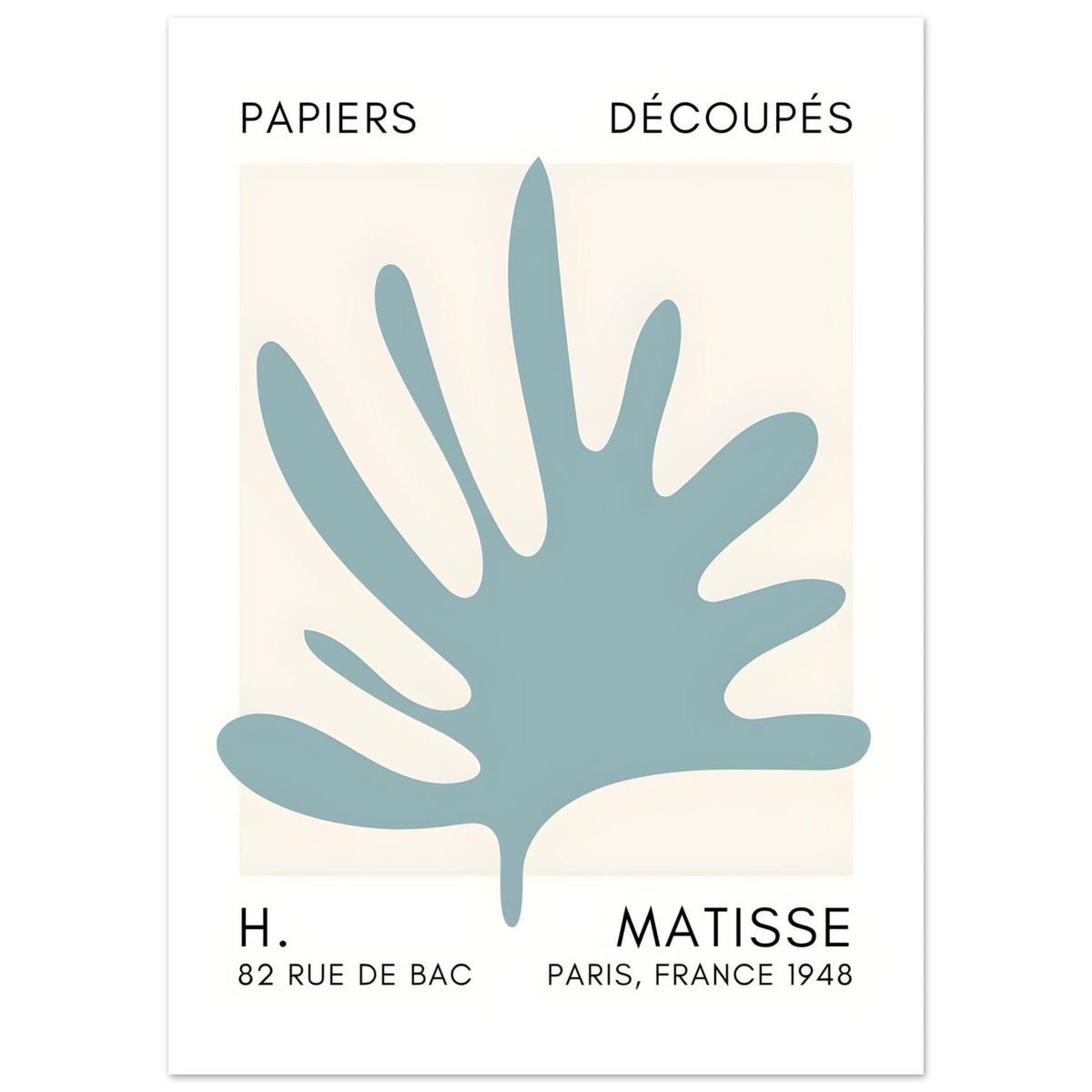 Artfulprints Poster Matisse – Coral drift turquoise  - 50x70 cm - Turquoise