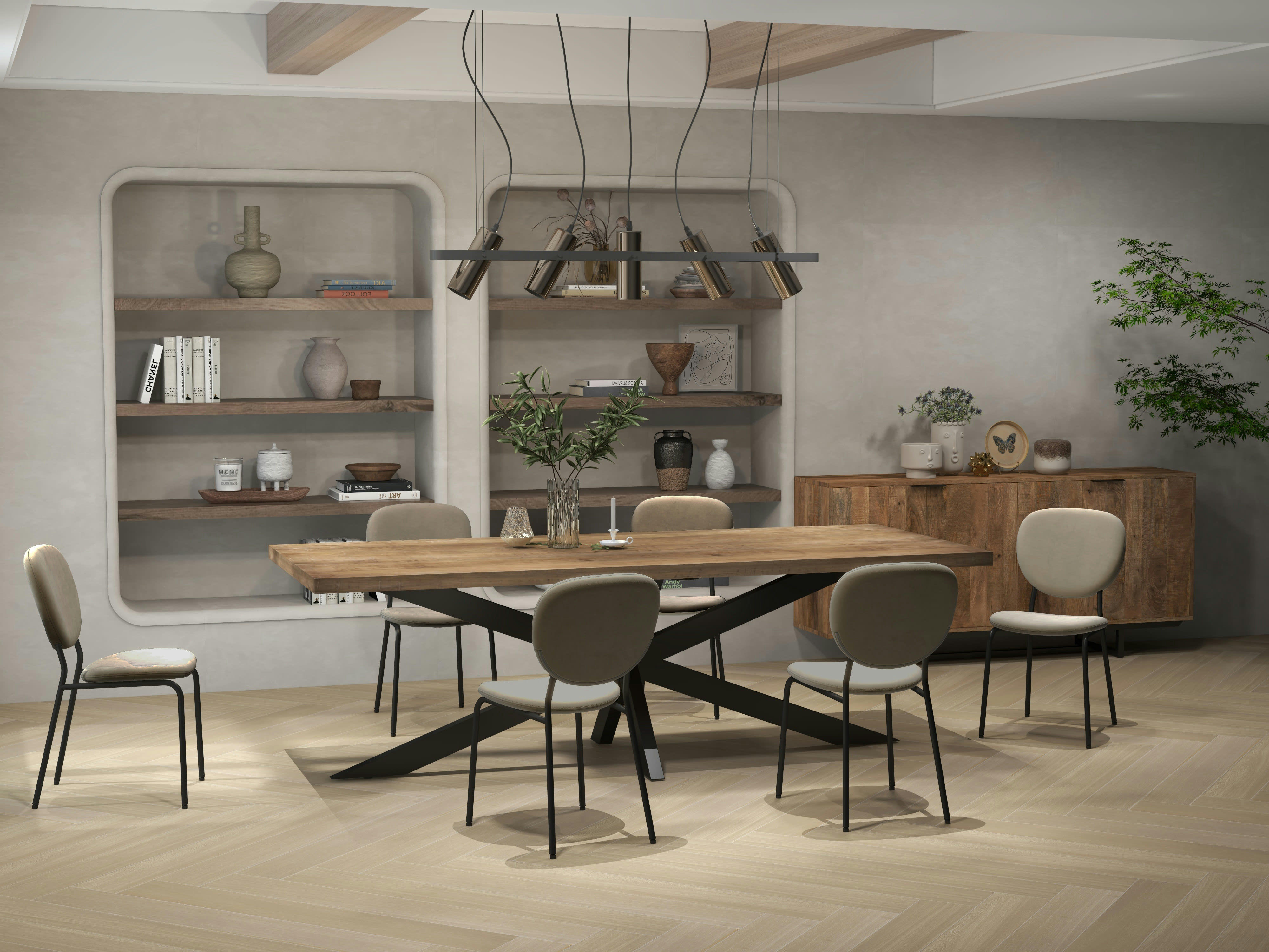 ANAIS - Chaise en Velours Taupe et métal noir (x2)