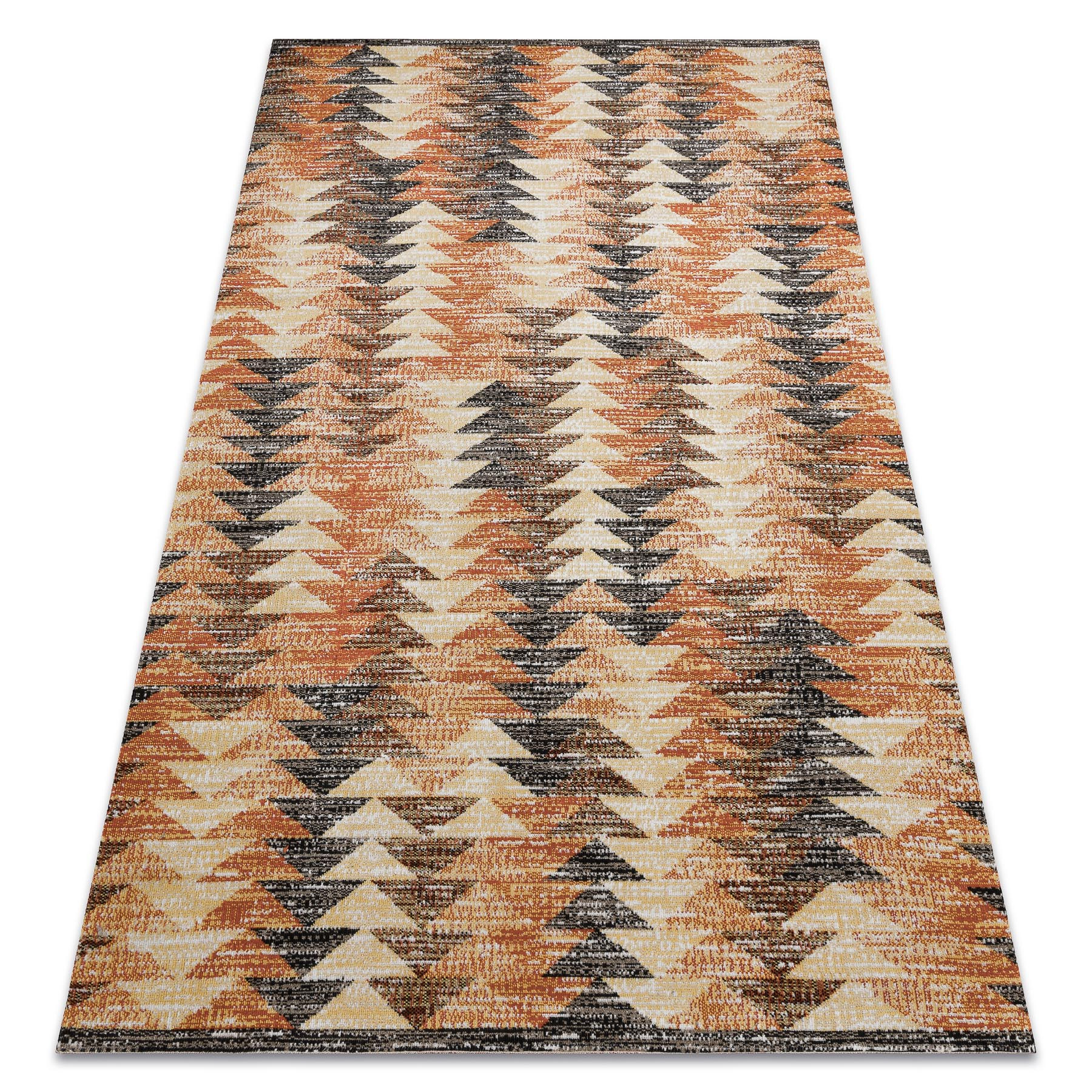 Dywan nowoczesny MUNDO D5781 trójkąty 3D outdoor pomarańcz / 80x250 cm