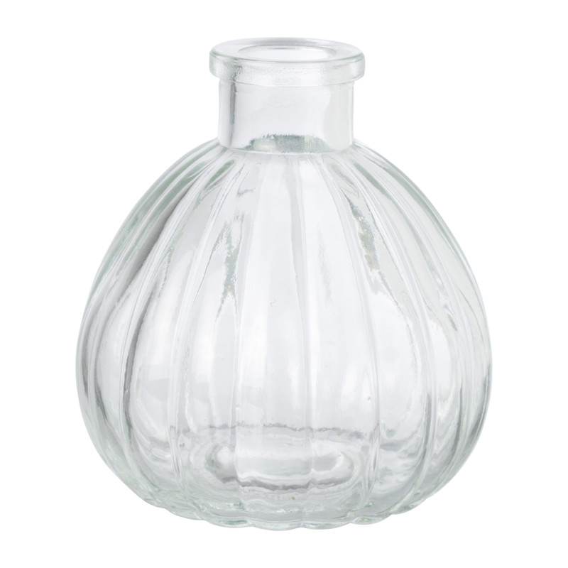 Vaasje ribbel glas - diverse kleuren - &Oslash;9x9 cm