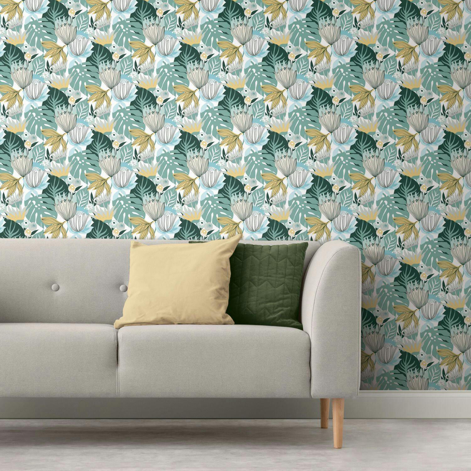 Roommates Peel & Stick Removable Wallpaper, Repositionable, Floral Tropical Leaves