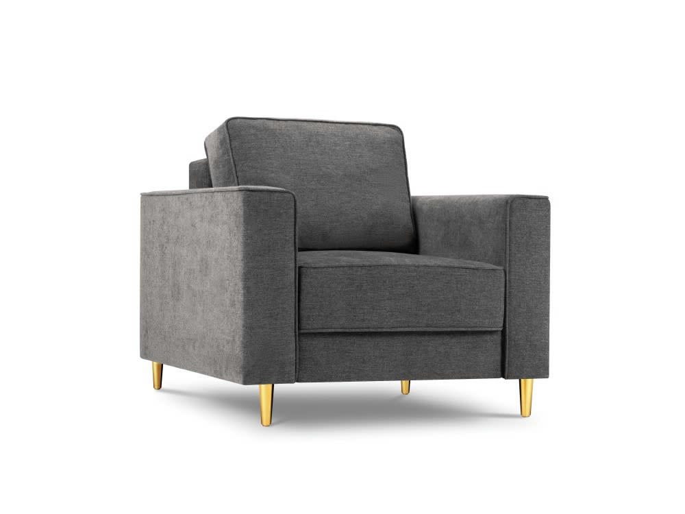 DUNAS - Fauteuil en tissu structuré gris
