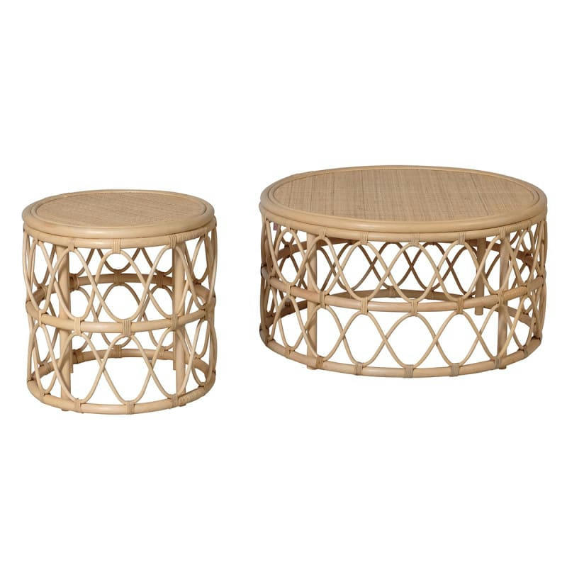 - Table basse en rotin naturel