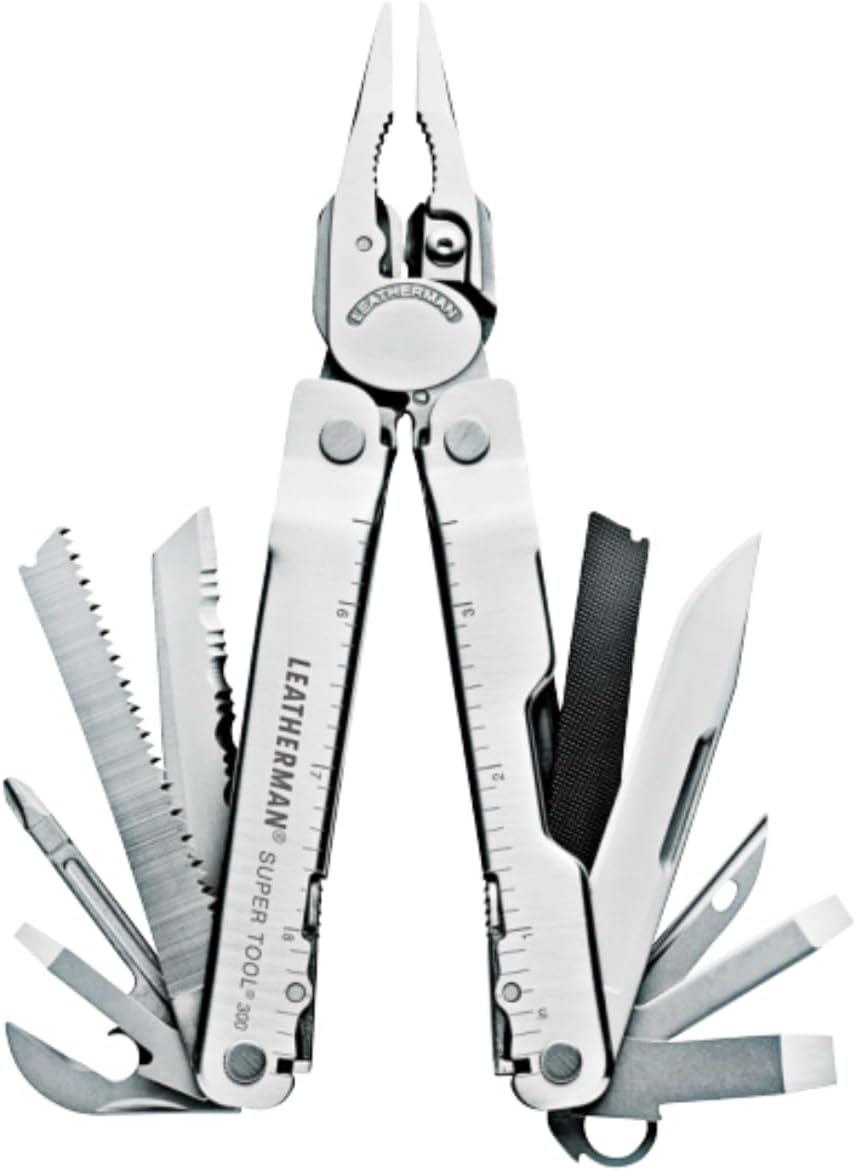 LEATHERMAN, Super Tool 300 Multitool with Premium Replaceable Wire Cutters and Saw, Stainless Steel