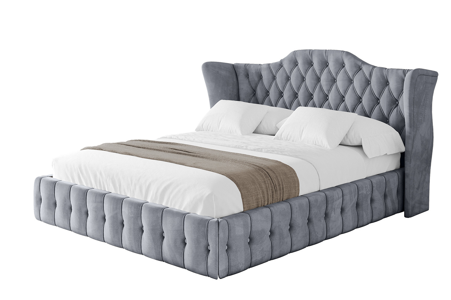 Łóżko tapicerowane z materacem   pojemnik MODY- 120x200 cm Szary
