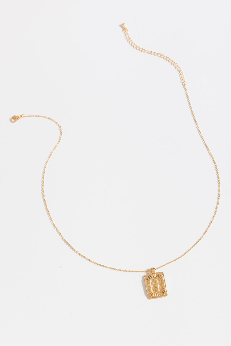 Initial ID Tag Pendant Necklace