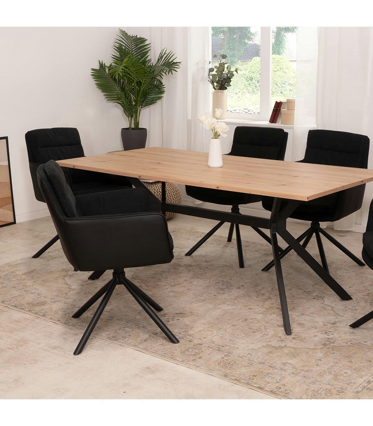 LOGAN - Lot de 2 chaises de salle à manger noires - L60 cm