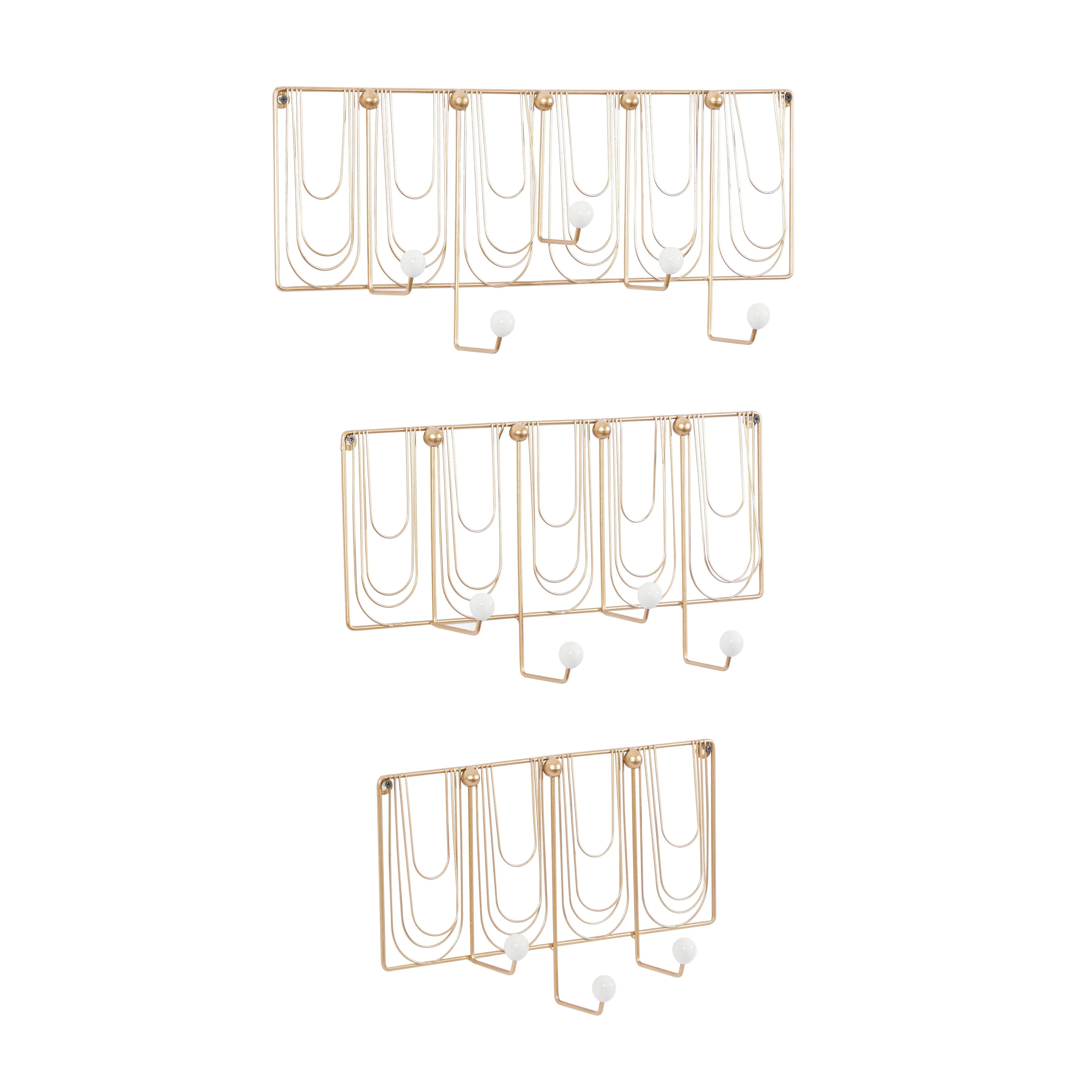 Gold Iron Glam Wall Hook (Set of 3) - S/3 16, 20, 24W