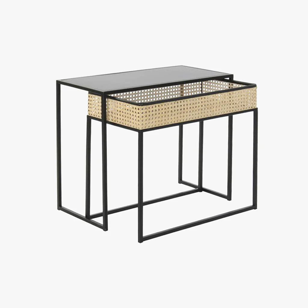 Conjunto de Duas Mesas Ferro e Ratan VEREDA