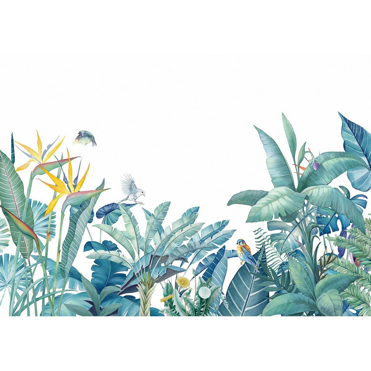 PARADISIO - Papier peint panoramique en papier bleu lagon 384x270