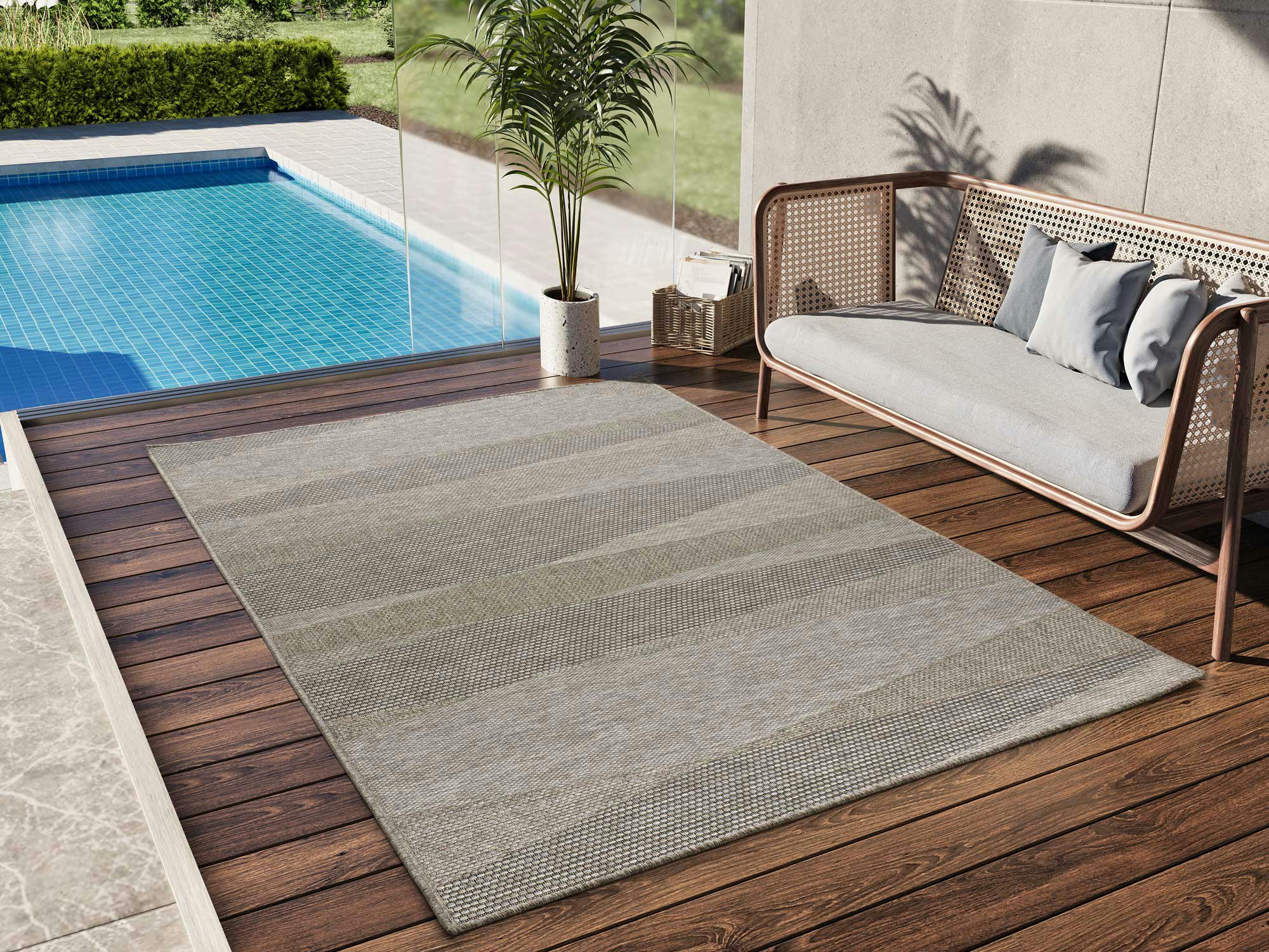 ORIA - Tapis d'extérieur en couleur naturelle, 126X190 cm