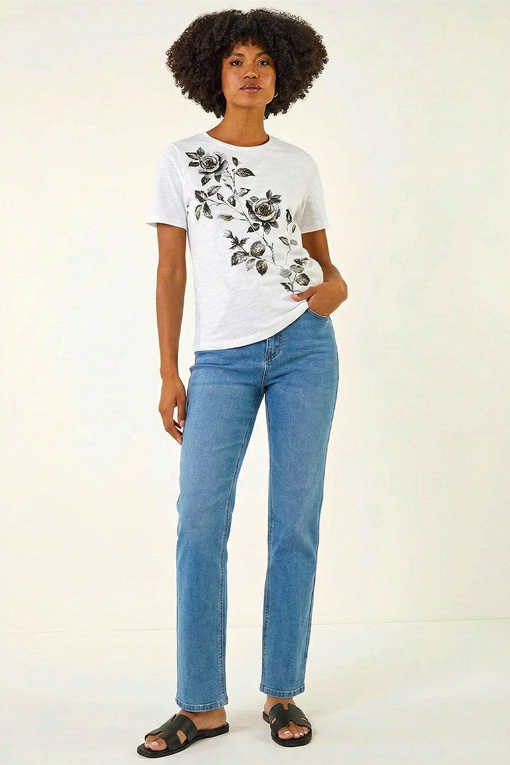 Roman Floral Print Cotton Top