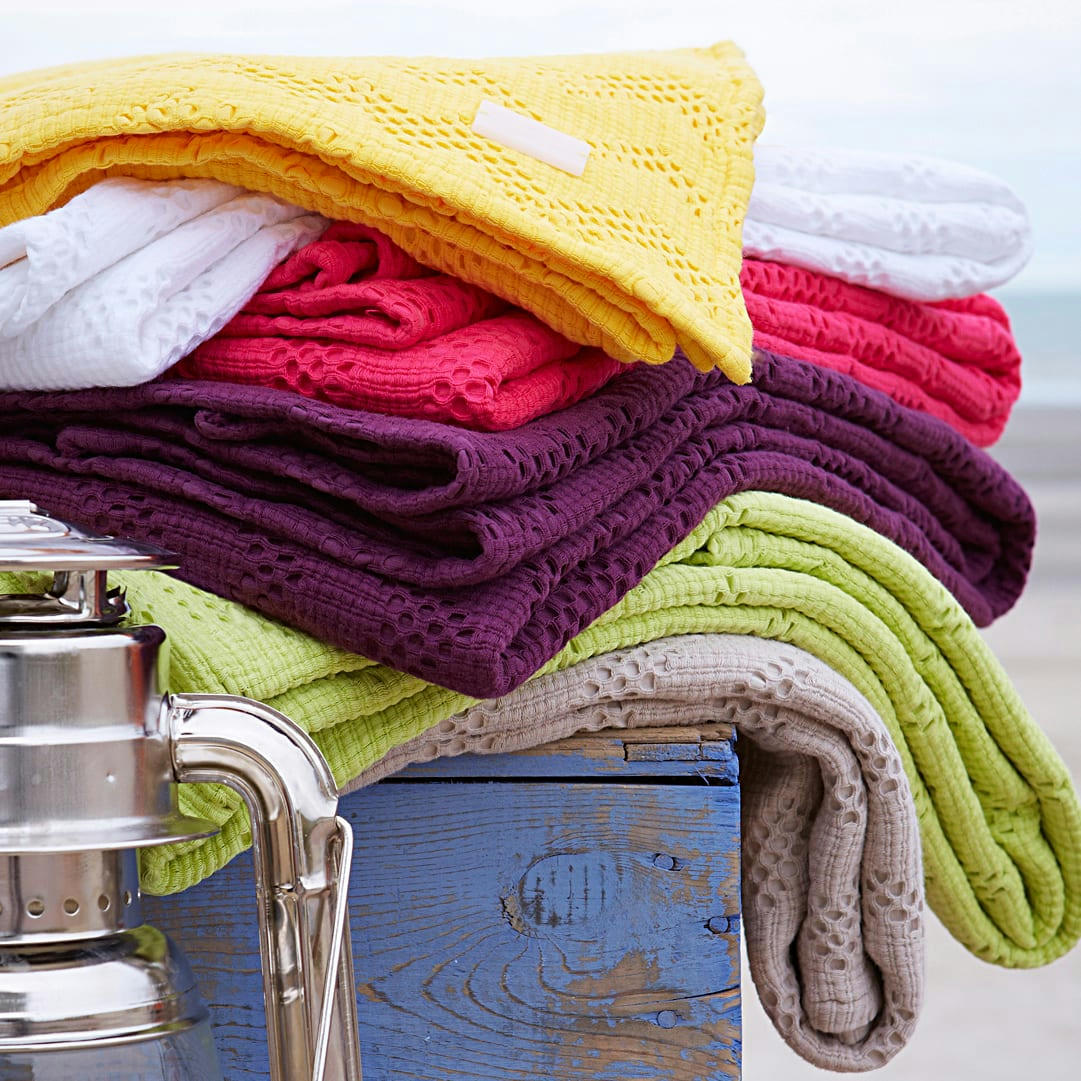 MALO - Couvre-lit en coton lavé Jaune Miel 240x260