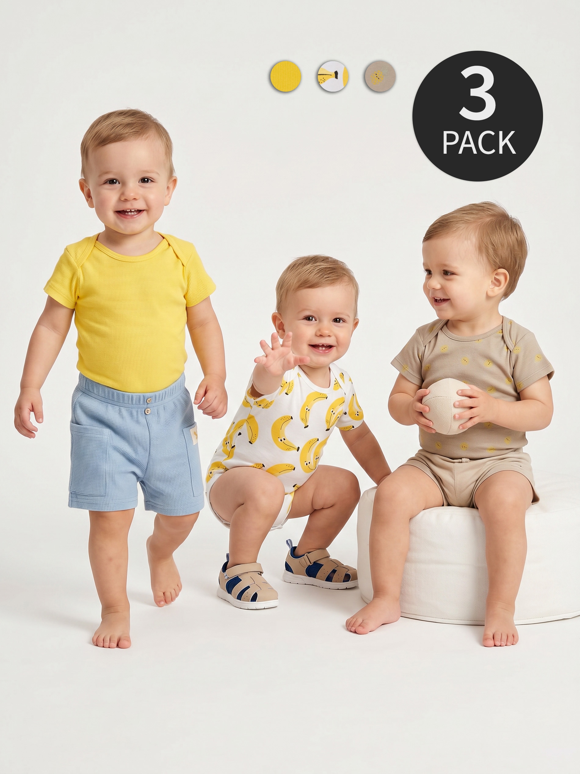 Bawełniane body z nadrukiem owocowym 3 pack