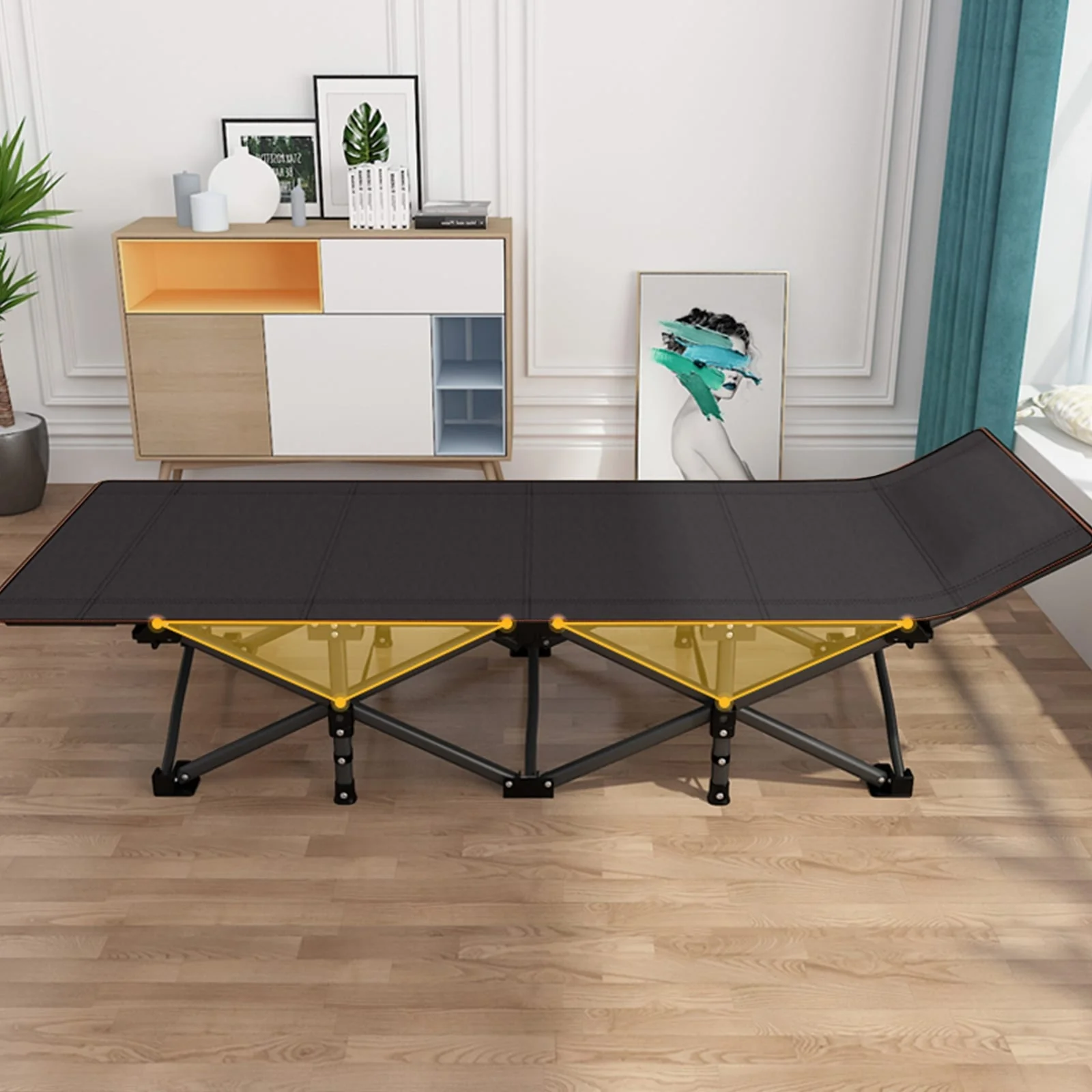 75 Folding Camping Bed with 3.3 Inch Mattress, Portable Sleeping Cot