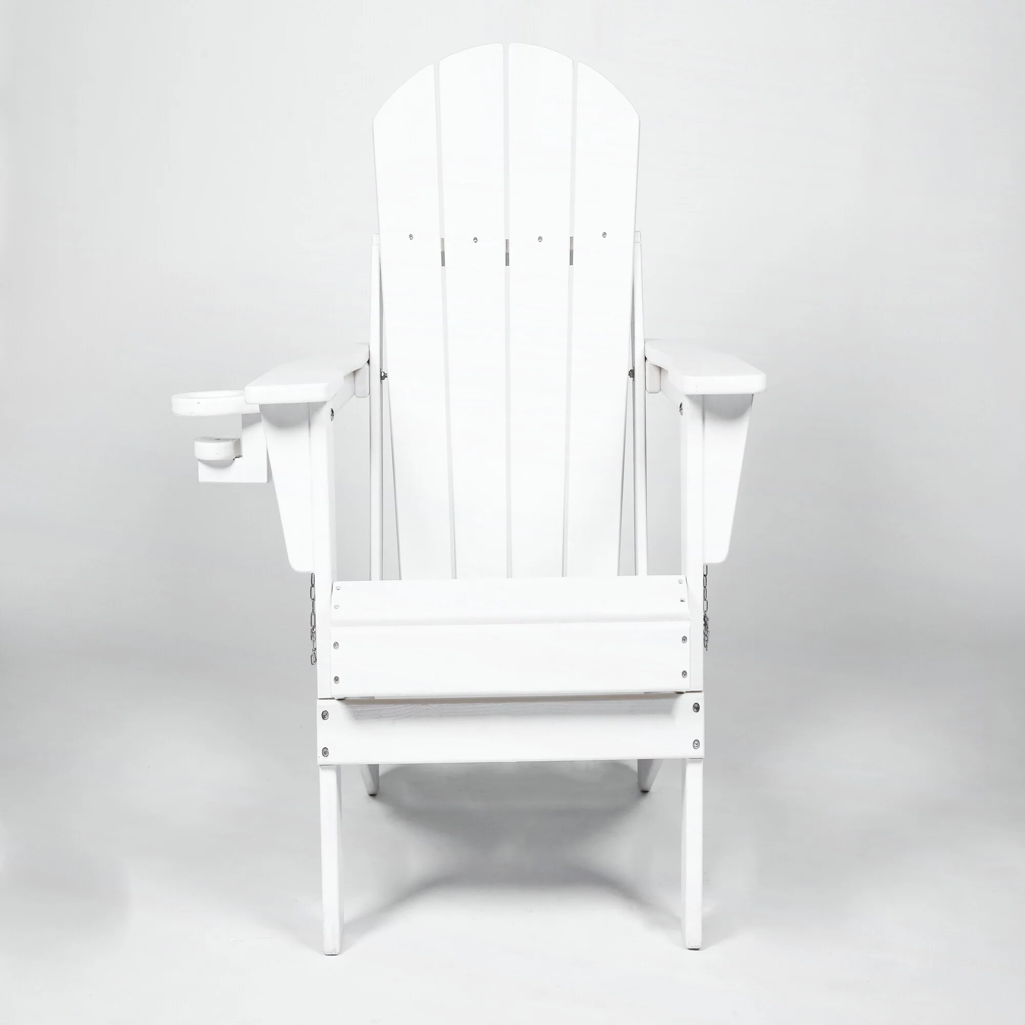 HDPE Folding Adirondack Chair with Dual Cup Holder,White
