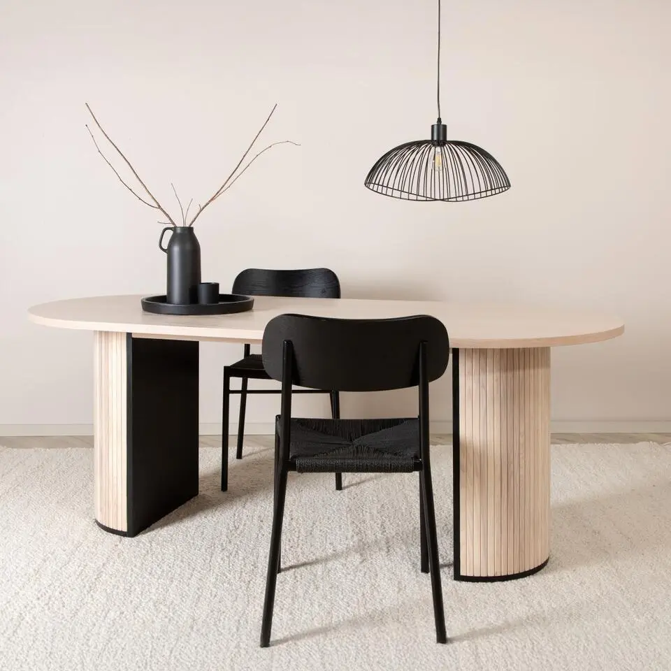 Eettafel Ovaal Beige 200cm - Fineer - Scandinavisch