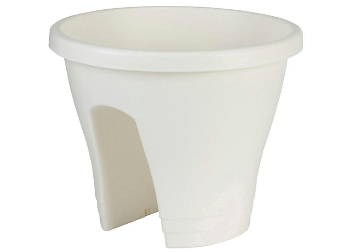 - Pot de fleurs rond 30x24 cm en plastique blanc