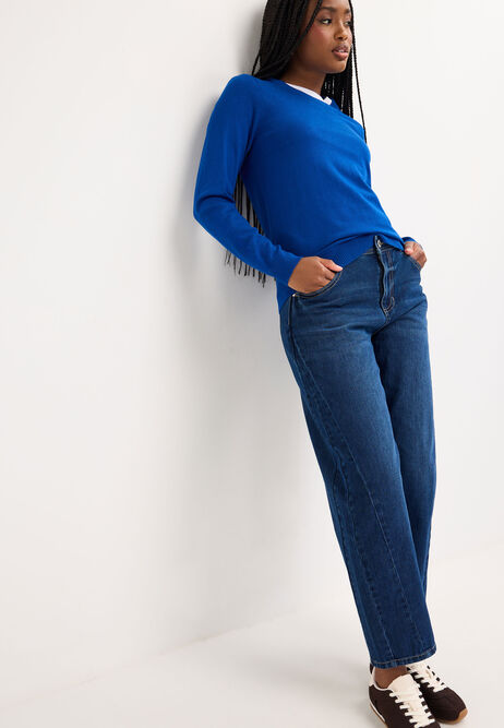 Womens Cobalt Blue Crew Neck Jumper