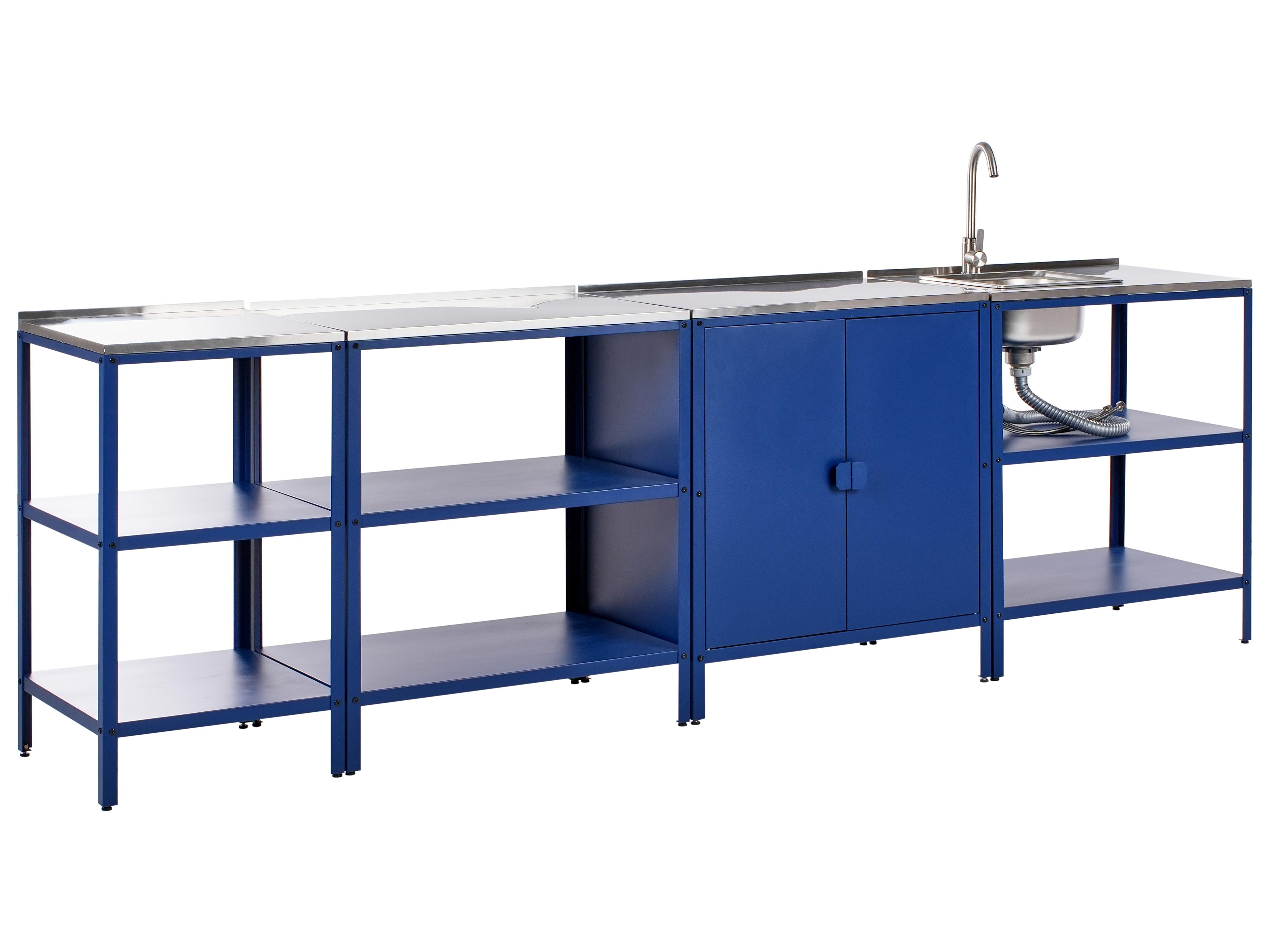 4 Piece Outdoor Kitchen Set with Sink VILAMA Metal Blue