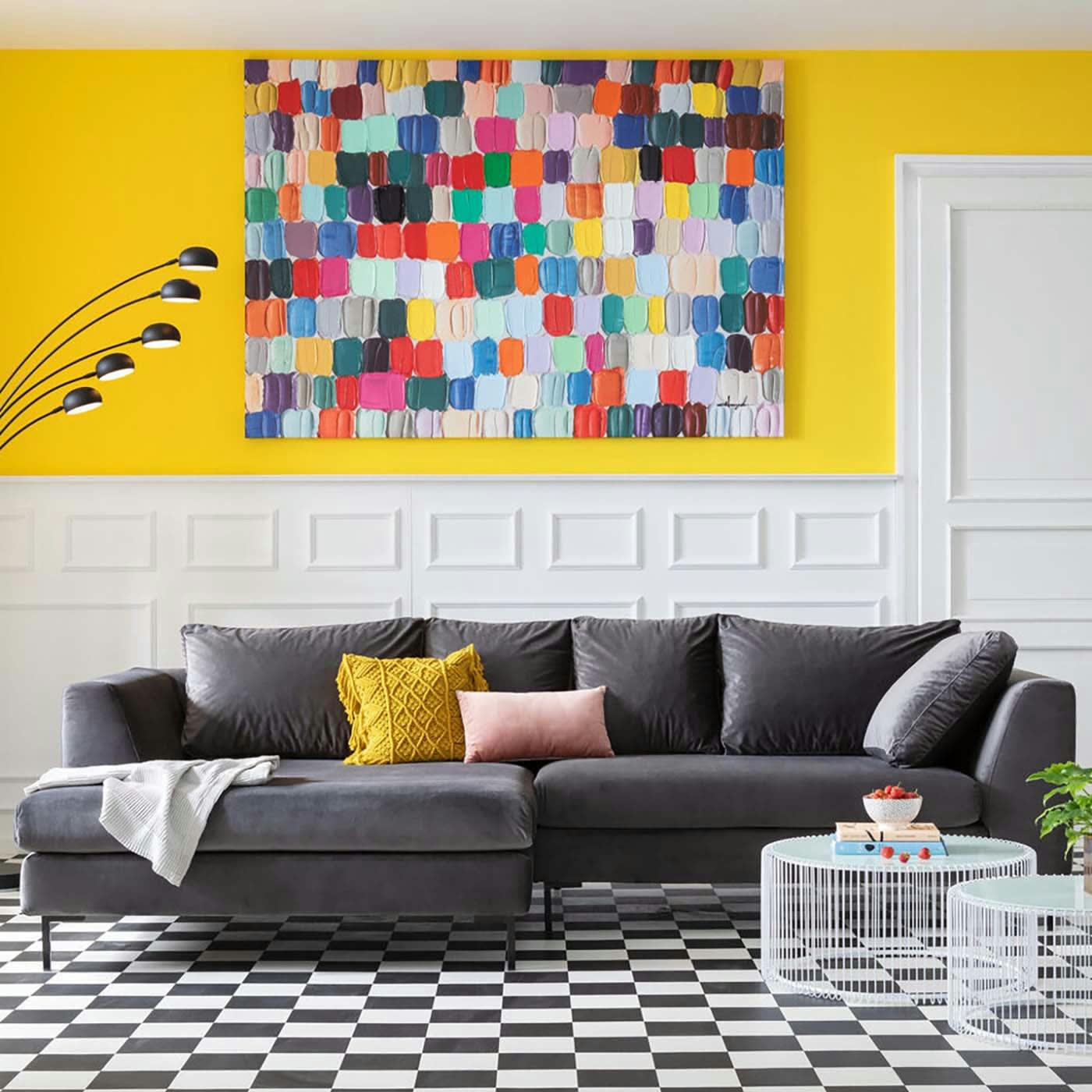 GIANNA - Canapé d'angle gauche 4 places en velours gris