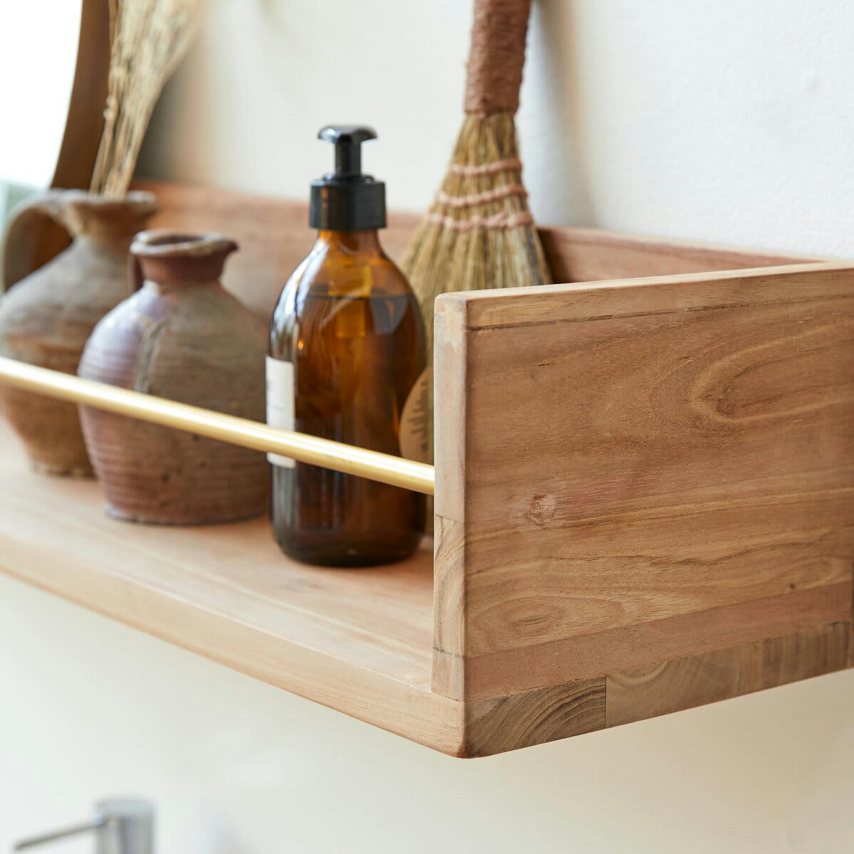 SASHA - Etagère de salle de bain en teck massif 100 cm