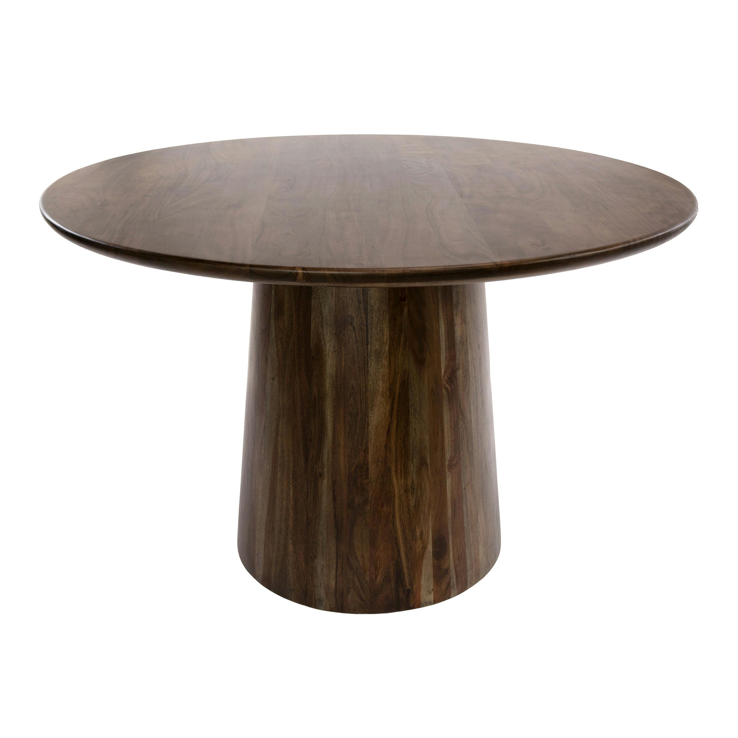 Table ronde en bois d'acacia foncé design organique Ø130 cm NAKO