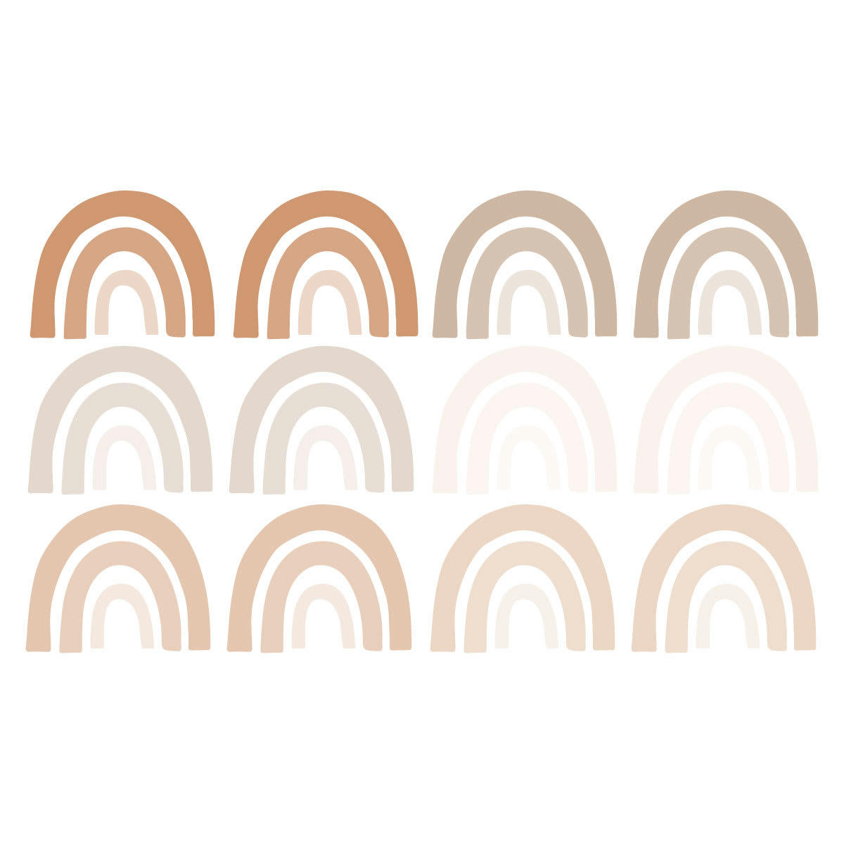 RAINBOWS2 - Stickers mureaux en vinyle arcs en ciel marron et beige