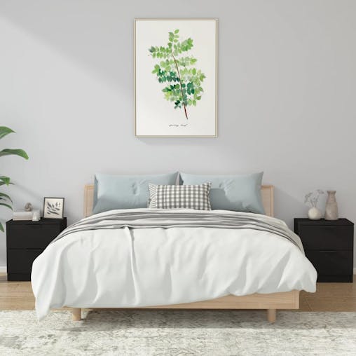 NNEVL Bedside Cabinets 2 pcs Black Engineered Wood