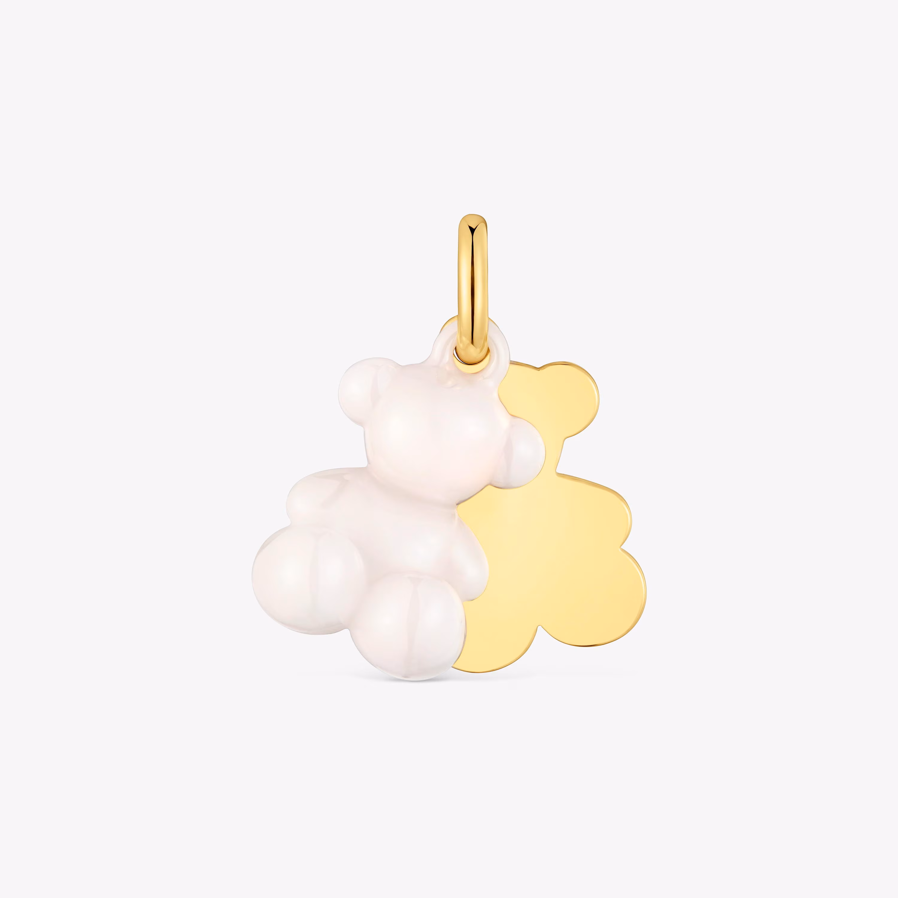 Colgante doble oso con baño de oro 18 kt sobre plata y cerámica blanca Bold Bear