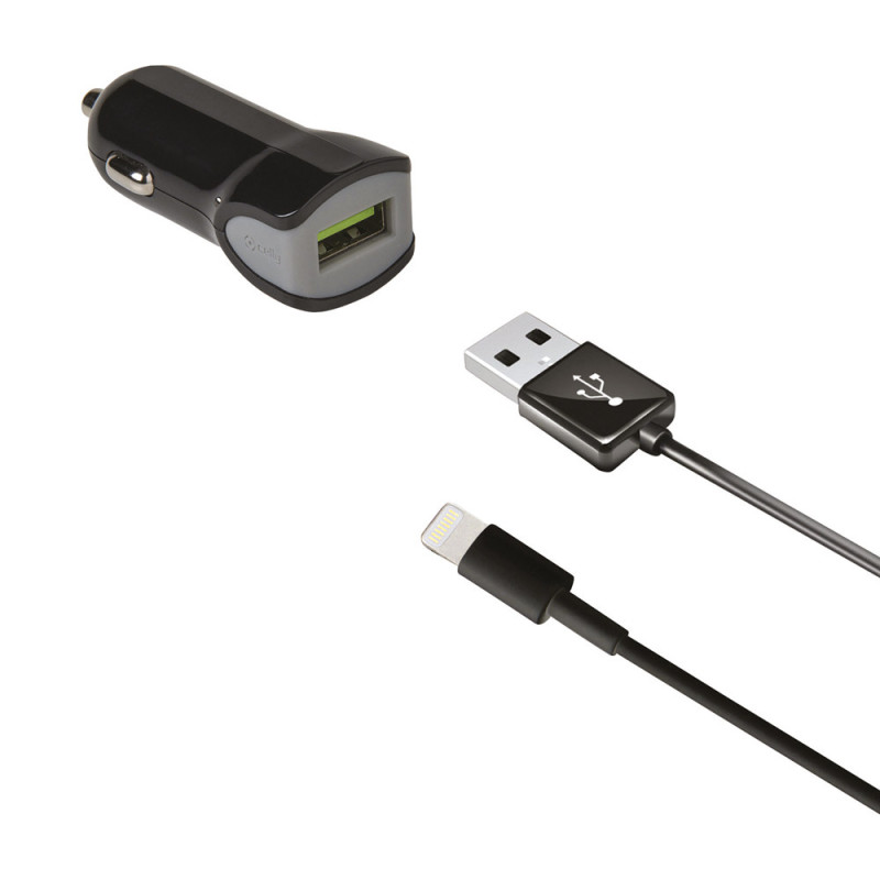 Chargeur de voiture MFI USB 2,4 A noir CELLY