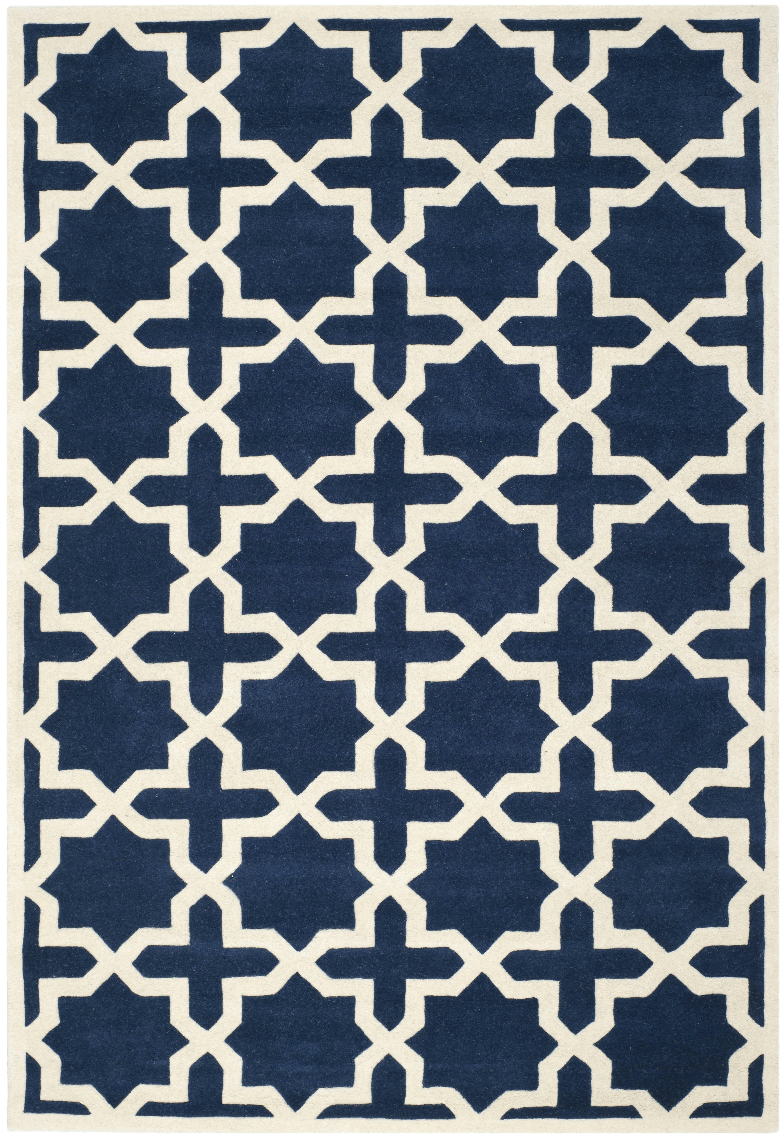 CHATHAM - Tapis de salon interieur en bleu fonce & ivoire, 152 x 244 cm