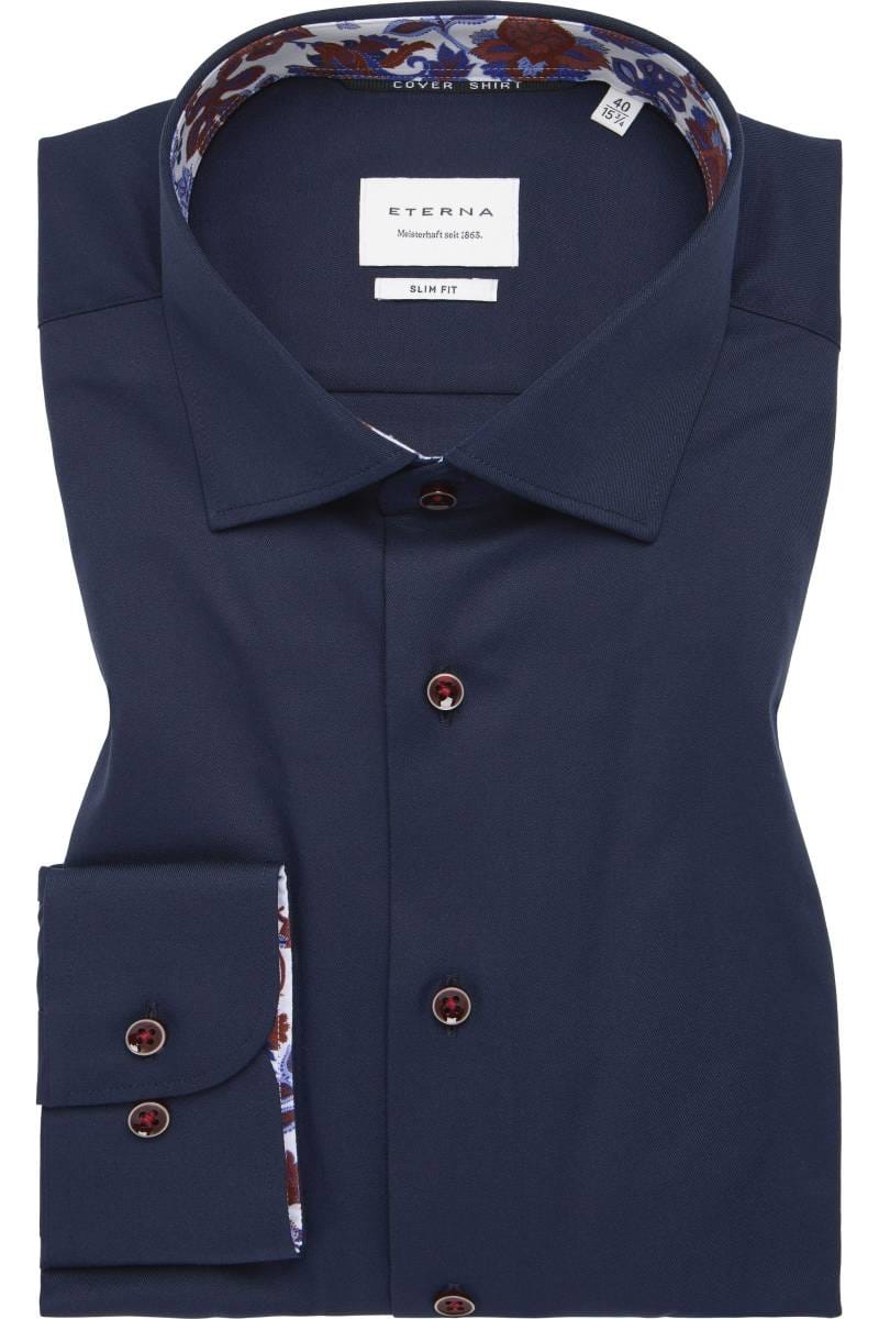 ETERNA Cover Shirt Slim Fit Hemd marine, Einfarbig
