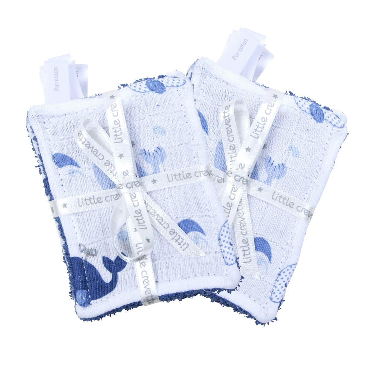BALEINE - Lot de 12 lingettes lavables