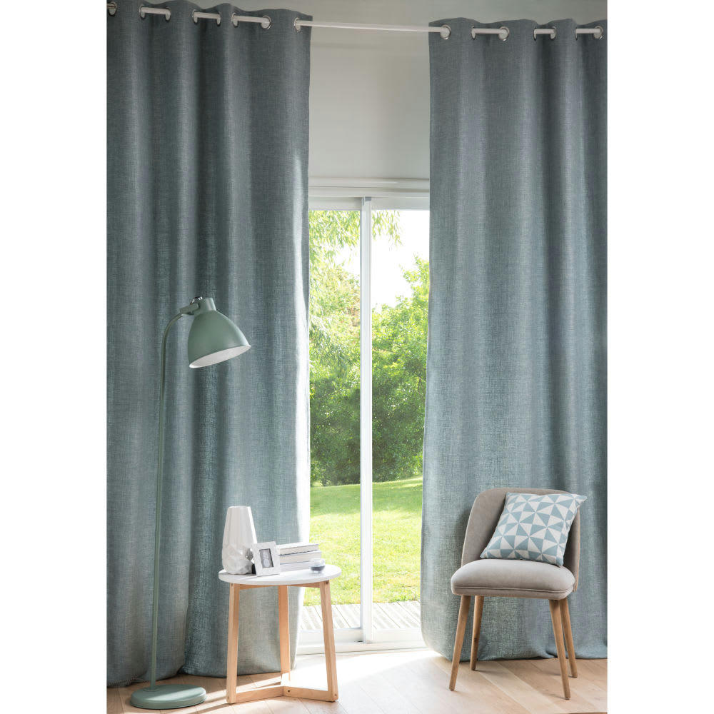 ANDY - Rideau à œillets bleu gris à l'unité 130x300