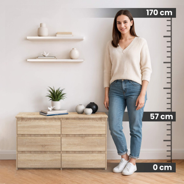 Komoda AKORD CL100 Dąb Sonoma 6 szuflady 100x35x57 cm